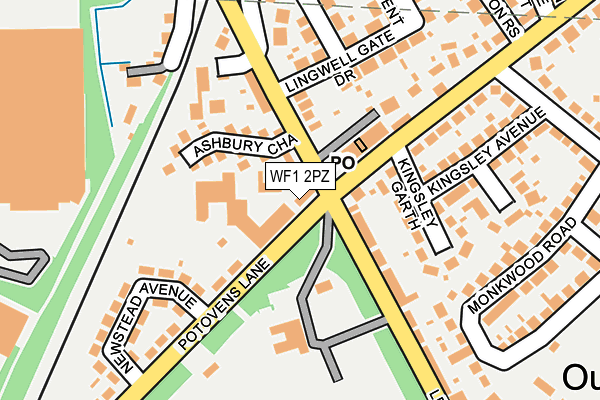 WF1 2PZ map - OS OpenMap – Local (Ordnance Survey)