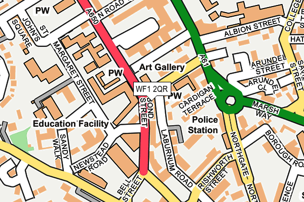 WF1 2QR map - OS OpenMap – Local (Ordnance Survey)