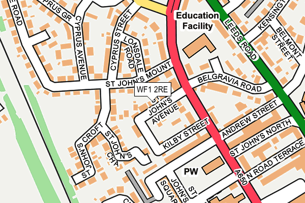 WF1 2RE map - OS OpenMap – Local (Ordnance Survey)