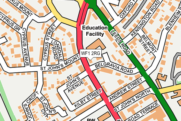 WF1 2RG map - OS OpenMap – Local (Ordnance Survey)