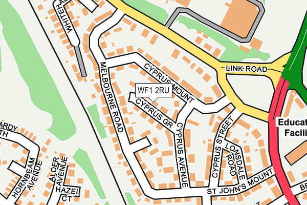 WF1 2RU map - OS OpenMap – Local (Ordnance Survey)
