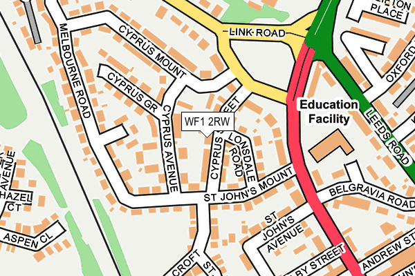 WF1 2RW map - OS OpenMap – Local (Ordnance Survey)