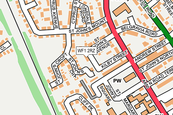 WF1 2RZ map - OS OpenMap – Local (Ordnance Survey)