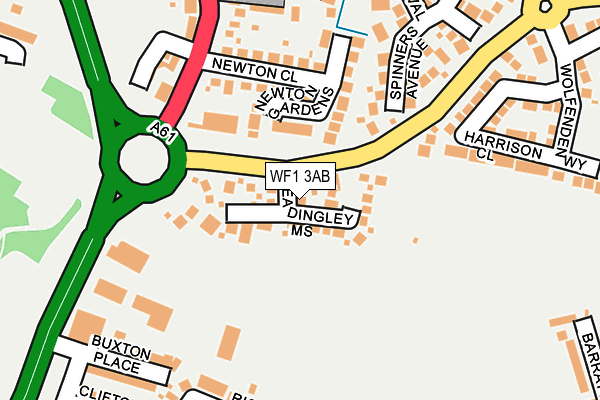 WF1 3AB map - OS OpenMap – Local (Ordnance Survey)
