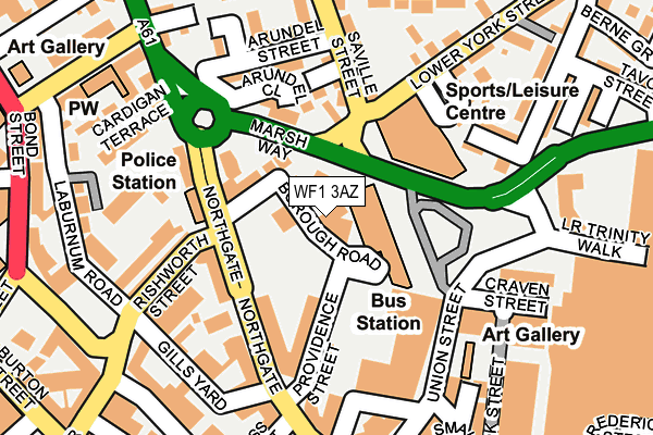 WF1 3AZ map - OS OpenMap – Local (Ordnance Survey)