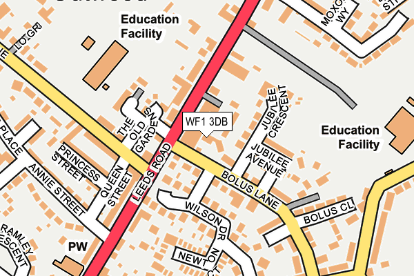 WF1 3DB map - OS OpenMap – Local (Ordnance Survey)