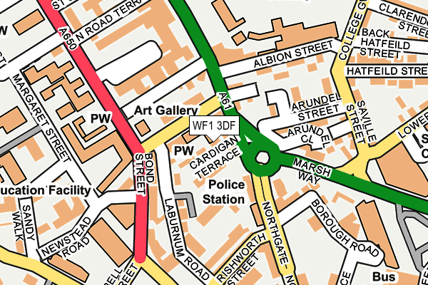 WF1 3DF map - OS OpenMap – Local (Ordnance Survey)