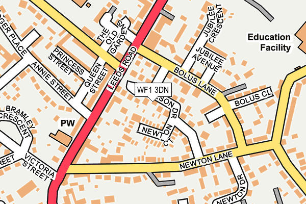 WF1 3DN map - OS OpenMap – Local (Ordnance Survey)