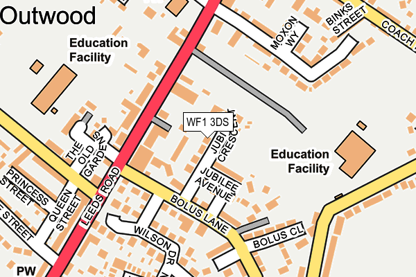 WF1 3DS map - OS OpenMap – Local (Ordnance Survey)