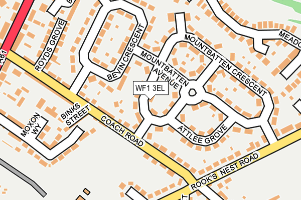 WF1 3EL map - OS OpenMap – Local (Ordnance Survey)