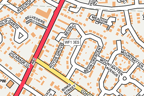 WF1 3ES map - OS OpenMap – Local (Ordnance Survey)