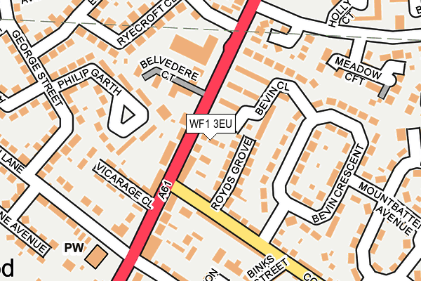 WF1 3EU map - OS OpenMap – Local (Ordnance Survey)