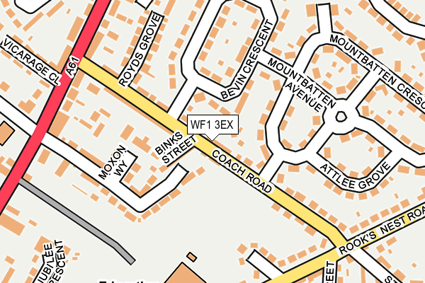 WF1 3EX map - OS OpenMap – Local (Ordnance Survey)