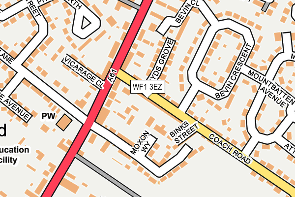 WF1 3EZ map - OS OpenMap – Local (Ordnance Survey)