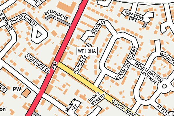 WF1 3HA map - OS OpenMap – Local (Ordnance Survey)