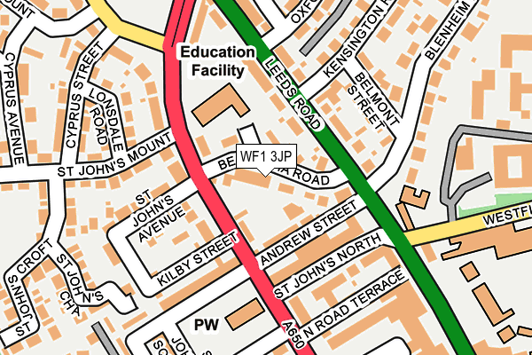 WF1 3JP map - OS OpenMap – Local (Ordnance Survey)