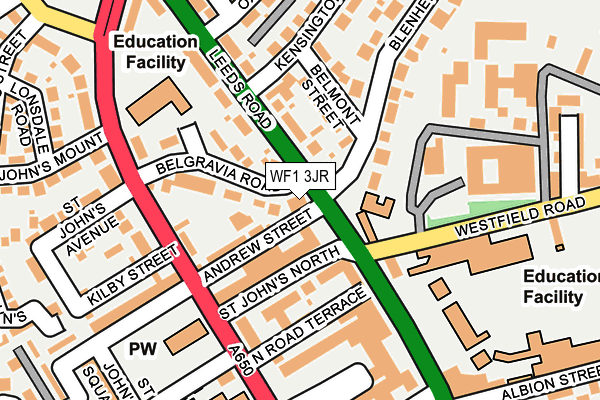 WF1 3JR map - OS OpenMap – Local (Ordnance Survey)