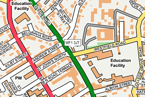 WF1 3JT map - OS OpenMap – Local (Ordnance Survey)