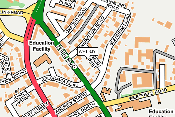 WF1 3JY map - OS OpenMap – Local (Ordnance Survey)