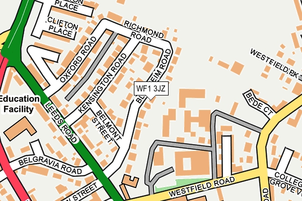 WF1 3JZ map - OS OpenMap – Local (Ordnance Survey)