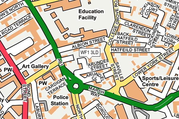 WF1 3LD map - OS OpenMap – Local (Ordnance Survey)
