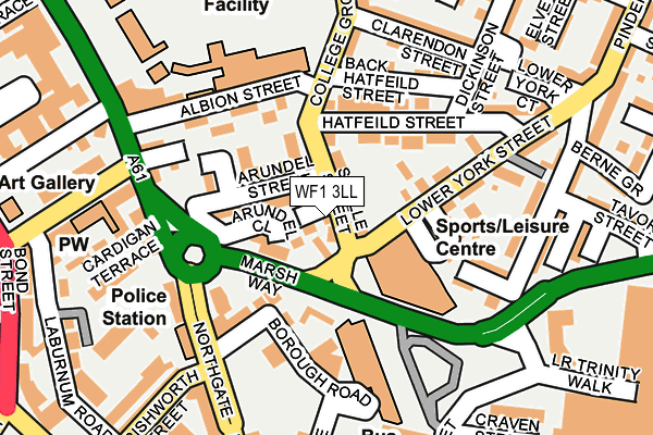 WF1 3LL map - OS OpenMap – Local (Ordnance Survey)