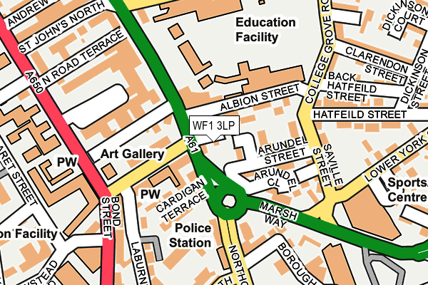 WF1 3LP map - OS OpenMap – Local (Ordnance Survey)