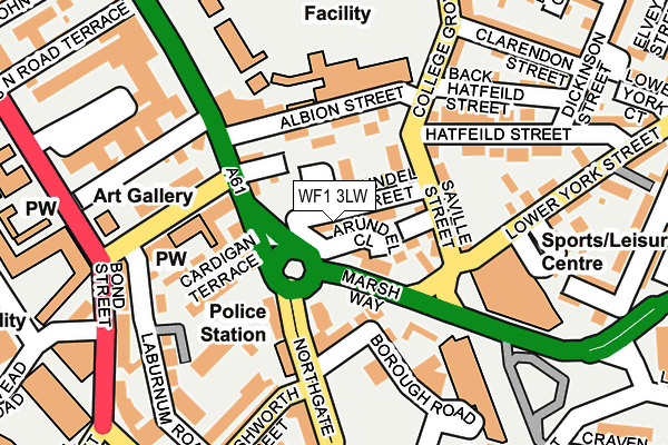 WF1 3LW map - OS OpenMap – Local (Ordnance Survey)