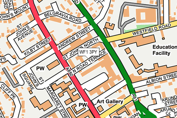 WF1 3PY map - OS OpenMap – Local (Ordnance Survey)