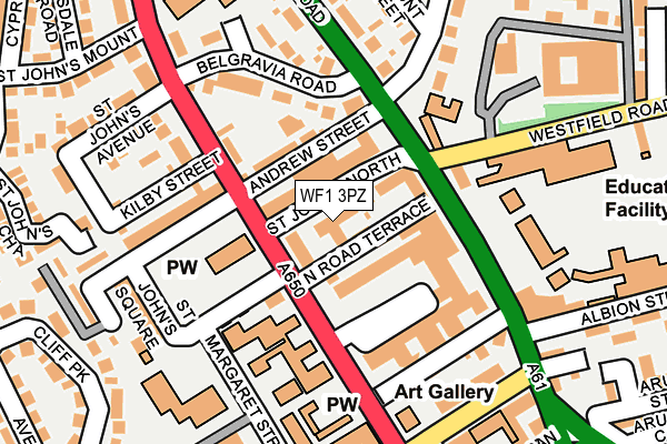 WF1 3PZ map - OS OpenMap – Local (Ordnance Survey)