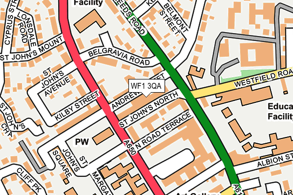 WF1 3QA map - OS OpenMap – Local (Ordnance Survey)