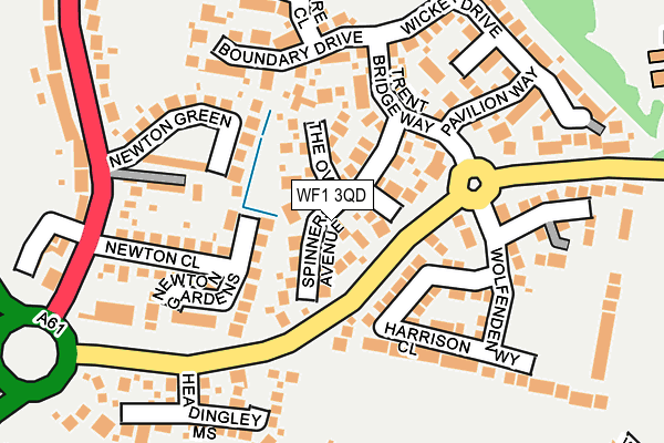 WF1 3QD map - OS OpenMap – Local (Ordnance Survey)
