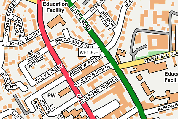 WF1 3QH map - OS OpenMap – Local (Ordnance Survey)