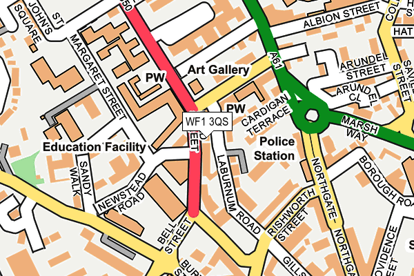 WF1 3QS map - OS OpenMap – Local (Ordnance Survey)