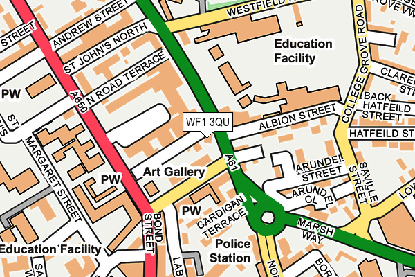 WF1 3QU map - OS OpenMap – Local (Ordnance Survey)