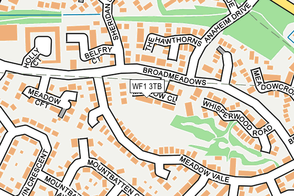 WF1 3TB map - OS OpenMap – Local (Ordnance Survey)