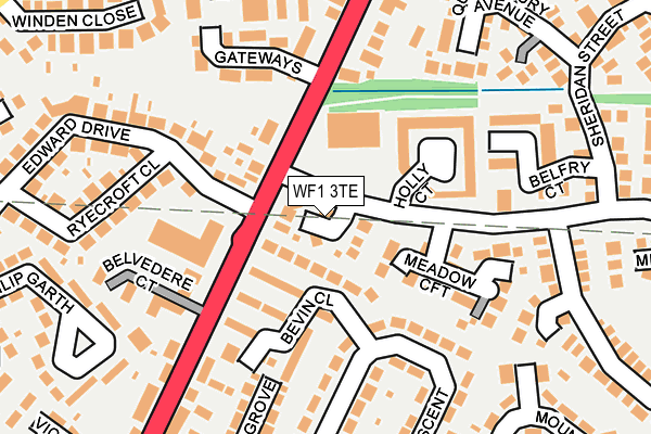 WF1 3TE map - OS OpenMap – Local (Ordnance Survey)