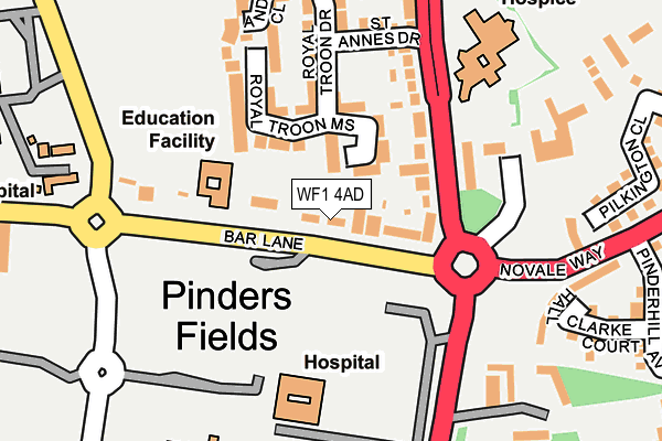 WF1 4AD map - OS OpenMap – Local (Ordnance Survey)