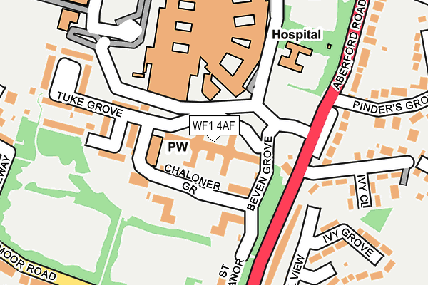 WF1 4AF map - OS OpenMap – Local (Ordnance Survey)