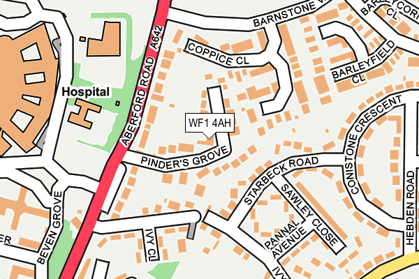 WF1 4AH map - OS OpenMap – Local (Ordnance Survey)