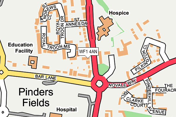 WF1 4AN map - OS OpenMap – Local (Ordnance Survey)