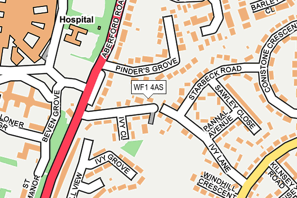WF1 4AS map - OS OpenMap – Local (Ordnance Survey)