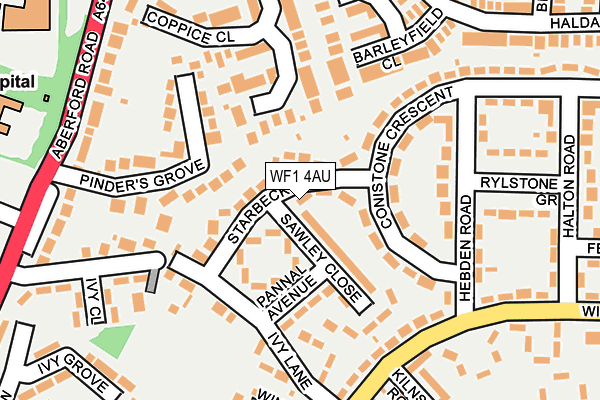 WF1 4AU map - OS OpenMap – Local (Ordnance Survey)