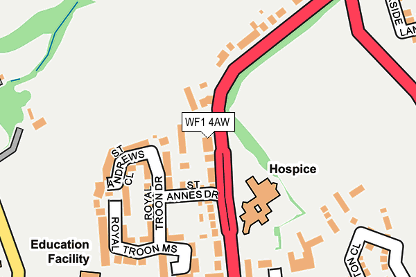 WF1 4AW map - OS OpenMap – Local (Ordnance Survey)