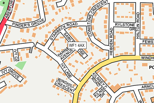 WF1 4AX map - OS OpenMap – Local (Ordnance Survey)