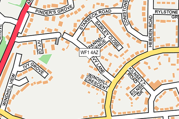 WF1 4AZ map - OS OpenMap – Local (Ordnance Survey)