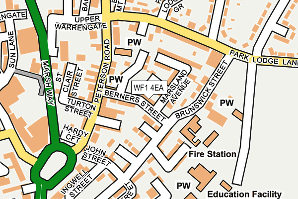 WF1 4EA map - OS OpenMap – Local (Ordnance Survey)