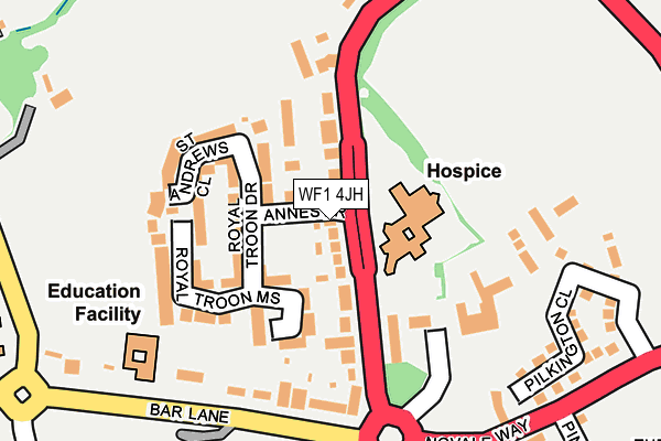 WF1 4JH map - OS OpenMap – Local (Ordnance Survey)