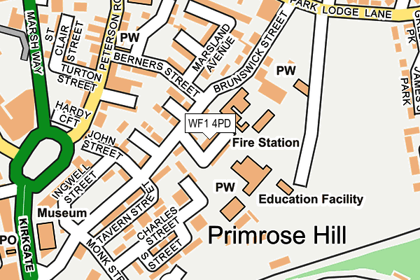 WF1 4PD map - OS OpenMap – Local (Ordnance Survey)