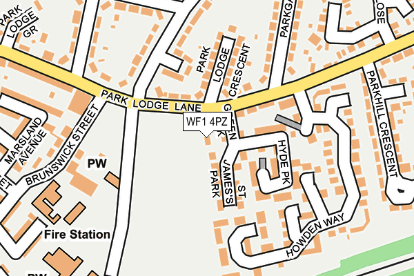 WF1 4PZ map - OS OpenMap – Local (Ordnance Survey)